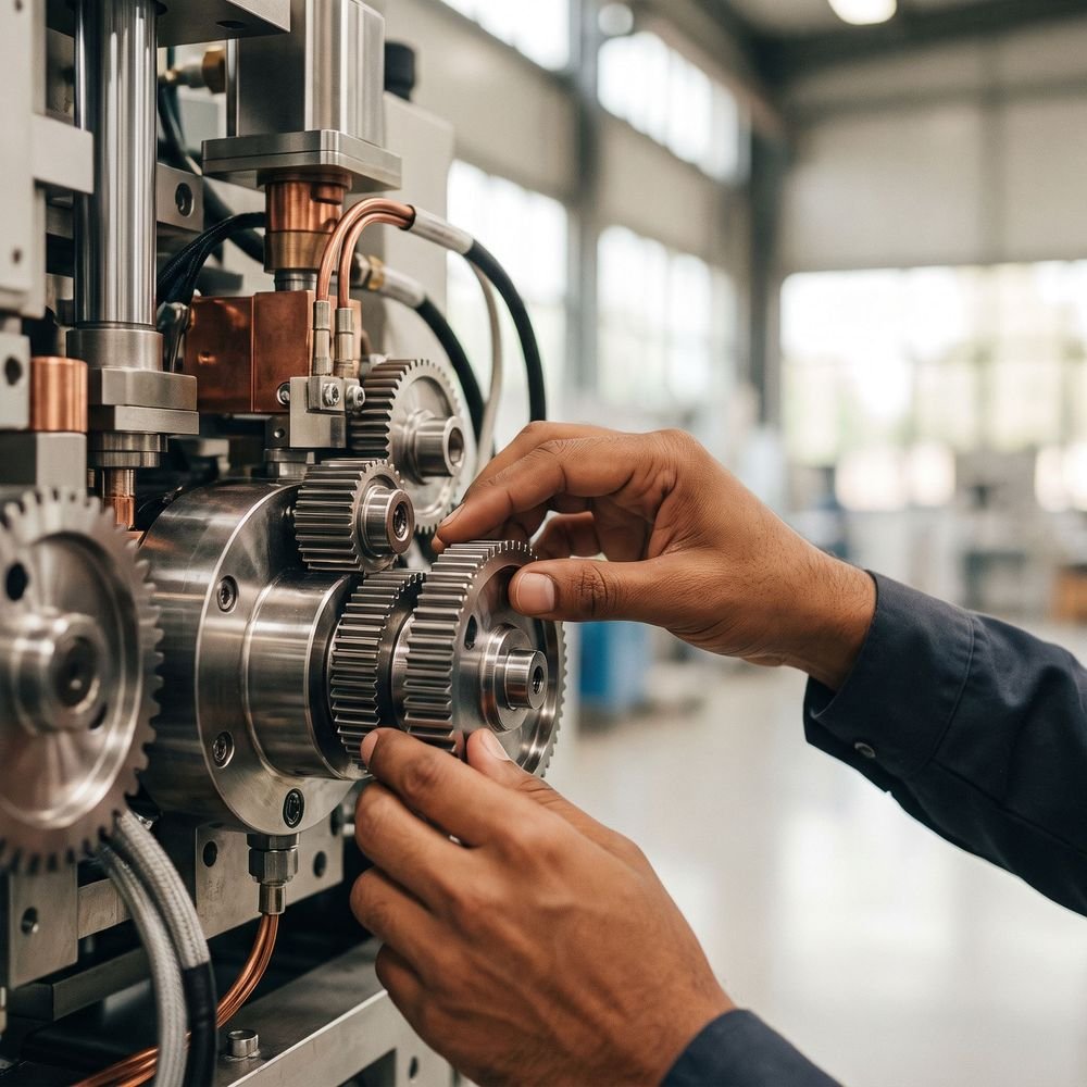 Engineer inspecting industrial machinery – Colour Cube Media