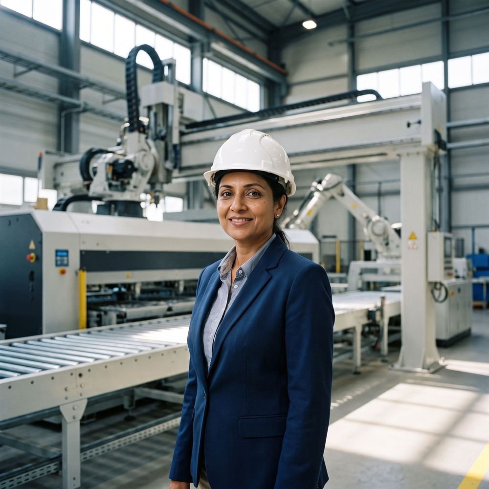 Engineer standing inside a modern factory – Colour Cube Media